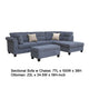 Ari 100" Sectional Sofa Set w Storage Ottoman | 2 Pillows | Gray