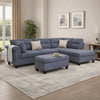 Ari 100" Sectional Sofa Set w Storage Ottoman | 2 Pillows | Gray