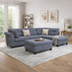 Ari 100" Sectional Sofa Set w Storage Ottoman | 2 Pillows | Gray