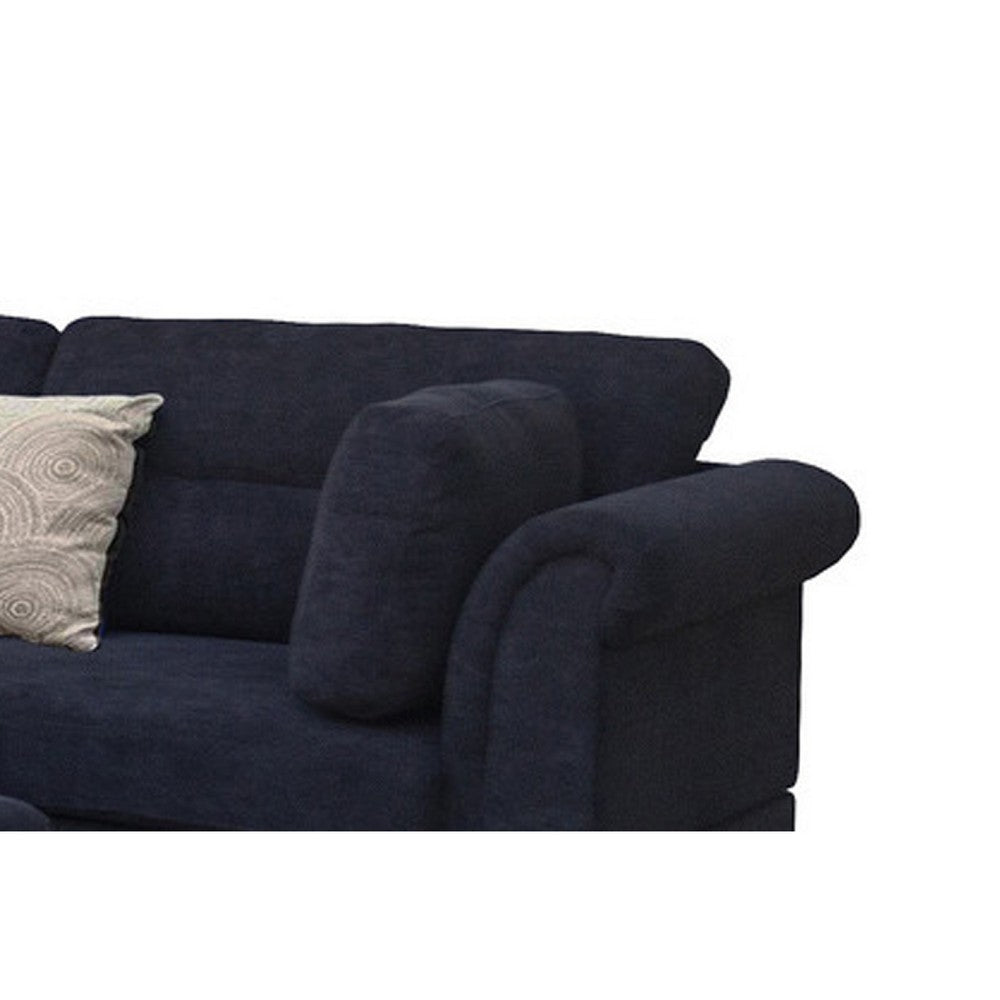 Ari 100" Sectional Sofa Set w Storage Ottoman | Black Tufted Back | 2 Pillows