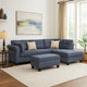 Ari 100" Sectional Sofa Set w Storage Ottoman | Black Tufted Back | 2 Pillows