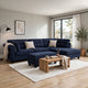 Ari 100" Sectional Sofa Set w Storage Ottoman | Black Tufted Back | 2 Pillows