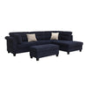Ari 100" Sectional Sofa Set w Storage Ottoman | Black Tufted Back | 2 Pillows
