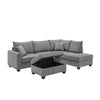 Roe 107" Sectional Sofa Set w Storage Ottoman | Pillows | Dark Gray Corduroy
