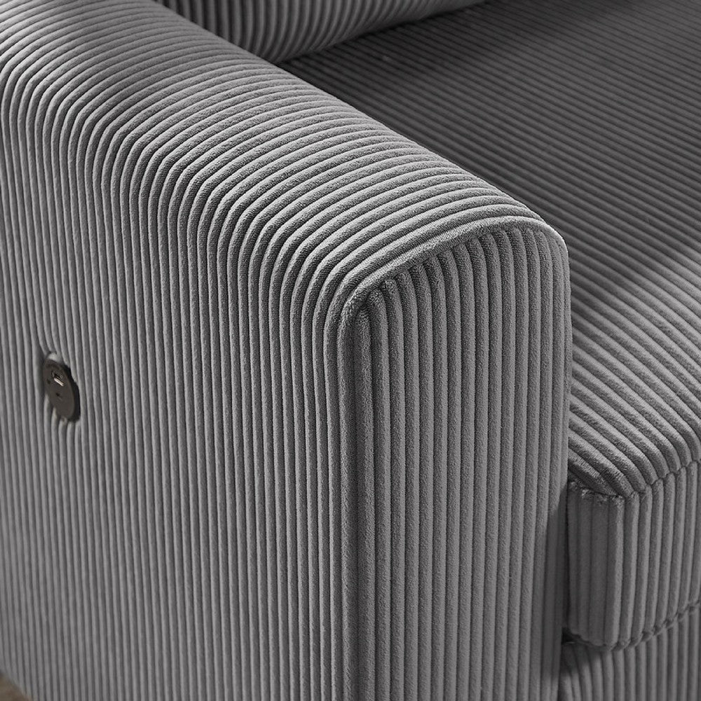 Roe 107" Sectional Sofa Set w Storage Ottoman | Pillows | Dark Gray Corduroy