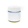 Tavi Side End Table | 20" Round Glass Top | Gold Brim w LED | White
