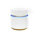 Tavi Side End Table | 20" Round Glass Top | Gold Brim w LED | White