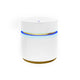 Tavi Side End Table | 20" Round Glass Top | Gold Brim w LED | White
