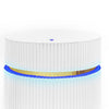 Tavi Side End Table | 20" Round Glass Top | Gold Brim w LED | White