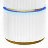 Tavi Side End Table | 20" Round Glass Top | Gold Brim w LED | White