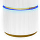 Tavi Side End Table | 20" Round Glass Top | Gold Brim w LED | White