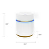 Tavi Side End Table | 20" Round Glass Top | Gold Brim w LED | White
