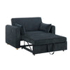 Mea 55" Convertible Sleeper Loveseat | 2 Pillows | USB | Black Corduroy