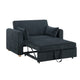 Mea 55" Convertible Sleeper Loveseat | 2 Pillows | USB | Black Corduroy