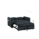Mea 55" Convertible Sleeper Loveseat | 2 Pillows | USB | Black Corduroy