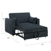 Mea 55" Convertible Sleeper Loveseat | 2 Pillows | USB | Black Corduroy