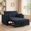 Mea 55" Convertible Sleeper Loveseat | 2 Pillows | USB | Black Corduroy