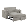 Mea 55" Convertible Sleeper Loveseat | 2 Pillows | USB | Gray Corduroy