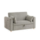 Mea 55" Convertible Sleeper Loveseat | 2 Pillows | USB | Gray Corduroy