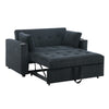 Lea 57" Convertible Sleeper Loveseat | 2 Pillows | Black Corduroy Tufting