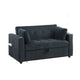 Lea 57" Convertible Sleeper Loveseat | 2 Pillows | Black Corduroy Tufting