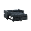 Lea 57" Convertible Sleeper Loveseat | 2 Pillows | Black Corduroy Tufting