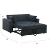 Lea 57" Convertible Sleeper Loveseat | 2 Pillows | Black Corduroy Tufting