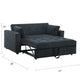 Lea 57" Convertible Sleeper Loveseat | 2 Pillows | Black Corduroy Tufting