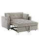 Lea 57" Convertible Sleeper Loveseat | 2 Pillows | Gray Corduroy Tufting