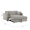 Lea 57" Convertible Sleeper Loveseat | 2 Pillows | Gray Corduroy Tufting