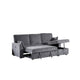 Ema 89" Sleeper Sectional Sofa | Reversible Storage Chaise | 2 Pillows | Gray