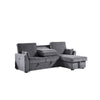 Ema 89" Sleeper Sectional Sofa | Reversible Storage Chaise | 2 Pillows | Gray