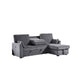 Ema 89" Sleeper Sectional Sofa | Reversible Storage Chaise | 2 Pillows | Gray