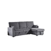 Ema 89" Sleeper Sectional Sofa | Reversible Storage Chaise | 2 Pillows | Gray