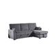 Ema 89" Sleeper Sectional Sofa | Reversible Storage Chaise | 2 Pillows | Gray