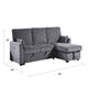 Ema 89" Sleeper Sectional Sofa | Reversible Storage Chaise | 2 Pillows | Gray