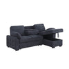 Ken 91" Sleeper Sectional Sofa w Storage Chaise | Charcoal Black Chenille