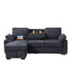 Ken 91" Sleeper Sectional Sofa w Storage Chaise | Charcoal Black Chenille