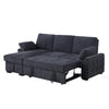 Ken 91" Sleeper Sectional Sofa w Storage Chaise | Charcoal Black Chenille