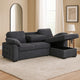 Ken 91" Sleeper Sectional Sofa w Storage Chaise | Charcoal Black Chenille