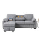 Ken 91" Sleeper Sectional Sofa w Storage Chaise & USB | Light Gray Chenille