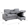 Ken 91" Sleeper Sectional Sofa w Storage Chaise & USB | Light Gray Chenille
