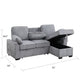 Ken 91" Sleeper Sectional Sofa w Storage Chaise & USB | Light Gray Chenille