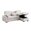 Ken 91" Sleeper Sectional Sofa w Storage Chaise & USB | Beige Chenille