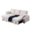 Ken 91" Sleeper Sectional Sofa w Storage Chaise & USB | Beige Chenille