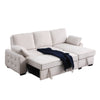 Ken 91" Sleeper Sectional Sofa w Storage Chaise & USB | Beige Chenille