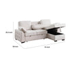 Ken 91" Sleeper Sectional Sofa w Storage Chaise & USB | Beige Chenille
