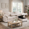 Ken 91" Sleeper Sectional Sofa w Storage Chaise & USB | Beige Chenille