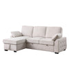 Ken 91" Sleeper Sectional Sofa w Storage Chaise & USB | Beige Chenille