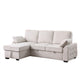 Ken 91" Sleeper Sectional Sofa w Storage Chaise & USB | Beige Chenille